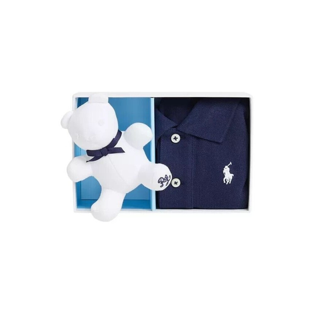 NWT RALPH LAUREN Baby boys girls Cotton Mesh Polo Shirt and Bear Gift Box Set